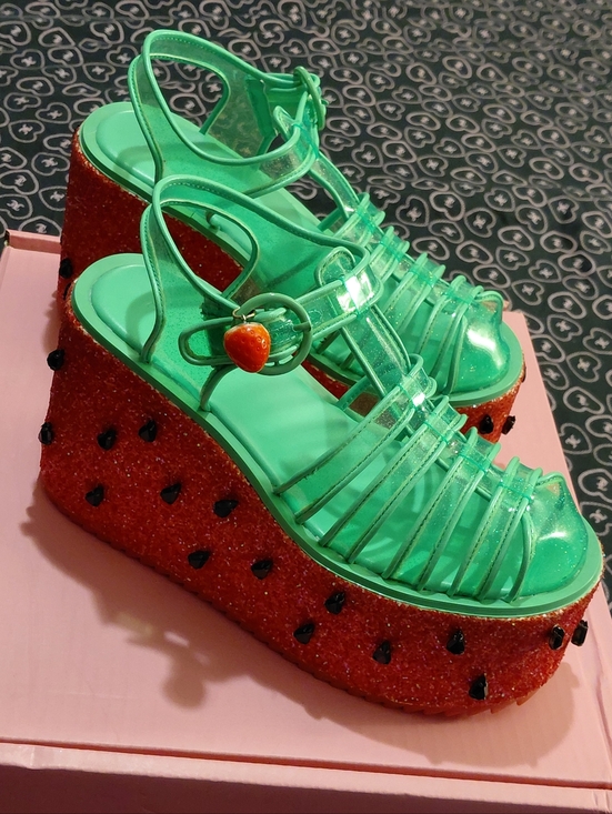 Dolls Kill Shoes - Dolls Kill Sugar Thrillz Watermelon Glitter Jelly Platform Sandals U.S 9 / 8.5